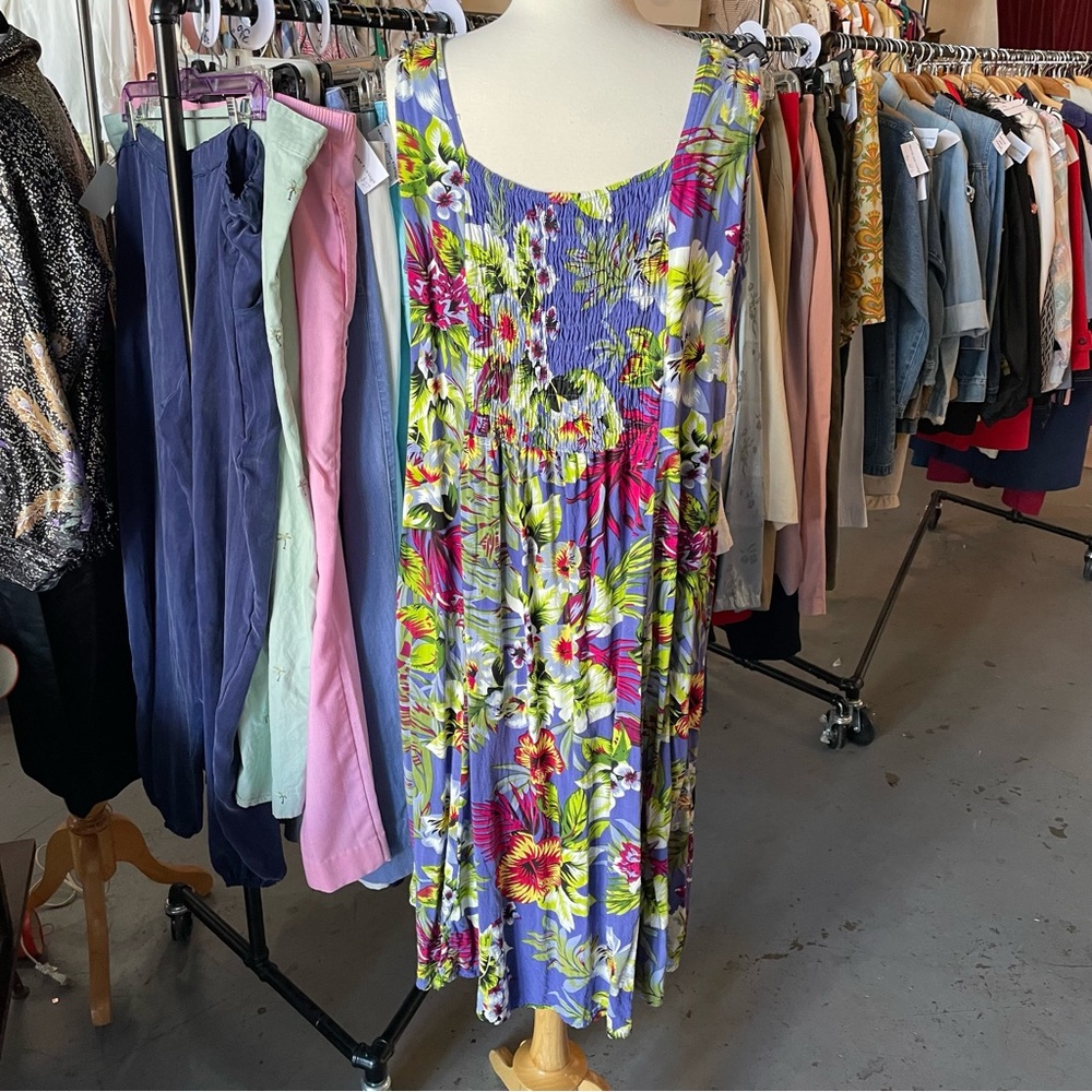 Vintage Y2K Metropolitan Tropical Floral Flowy Sundress L - Picture 8 of 13